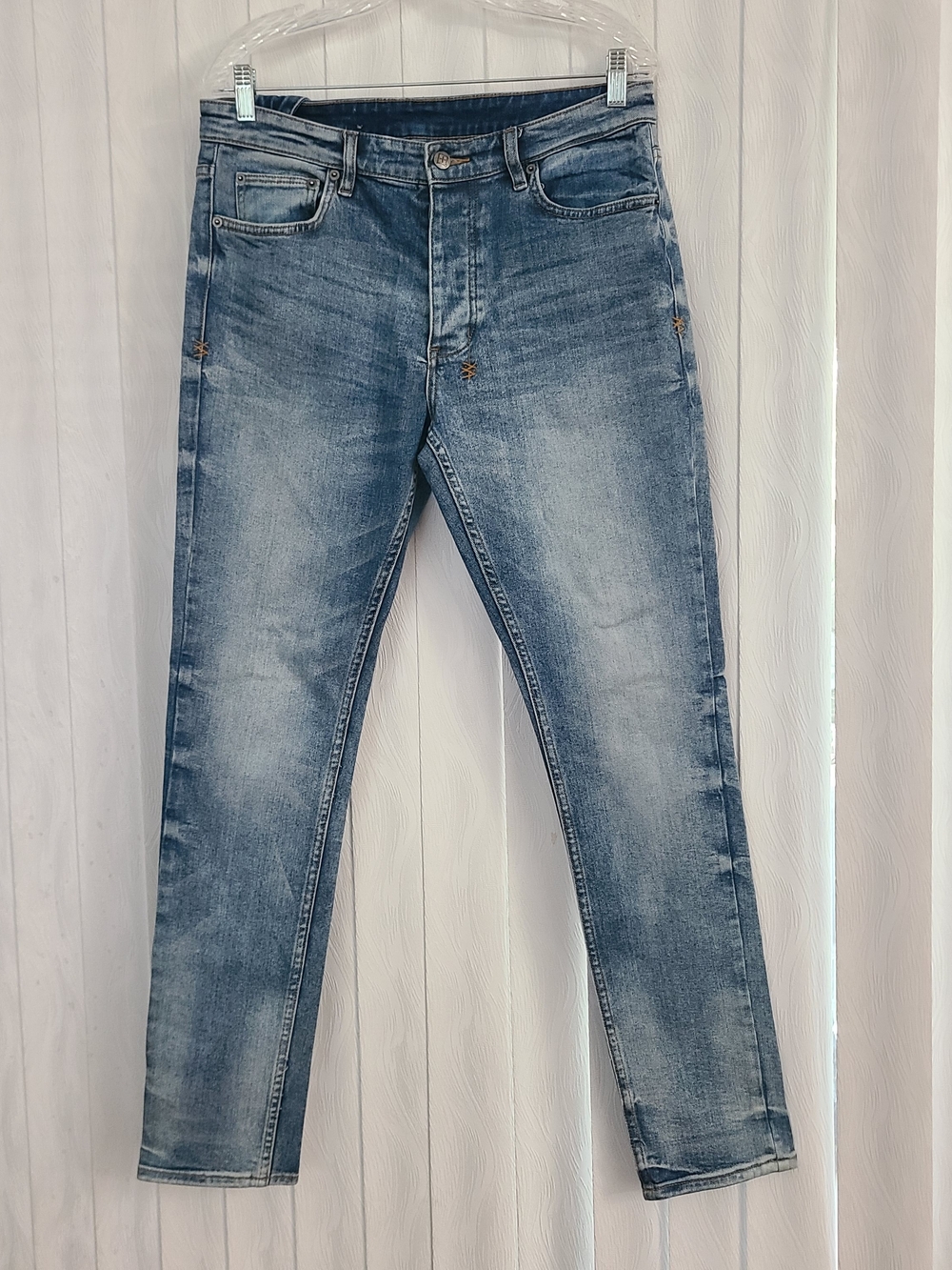 Ksubi Sz 33 Chitch Pure Dynamite Blue Light Wash Stretch Slim Skinny Denim Jeans